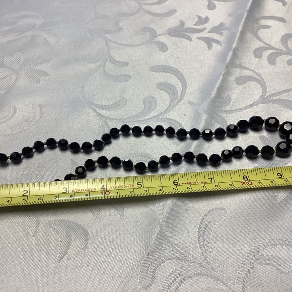 Vintage Czech Jet Crystal Beads / RHINESTONE CLASP  Necklace  mom’s collection - Picture 4 of 11